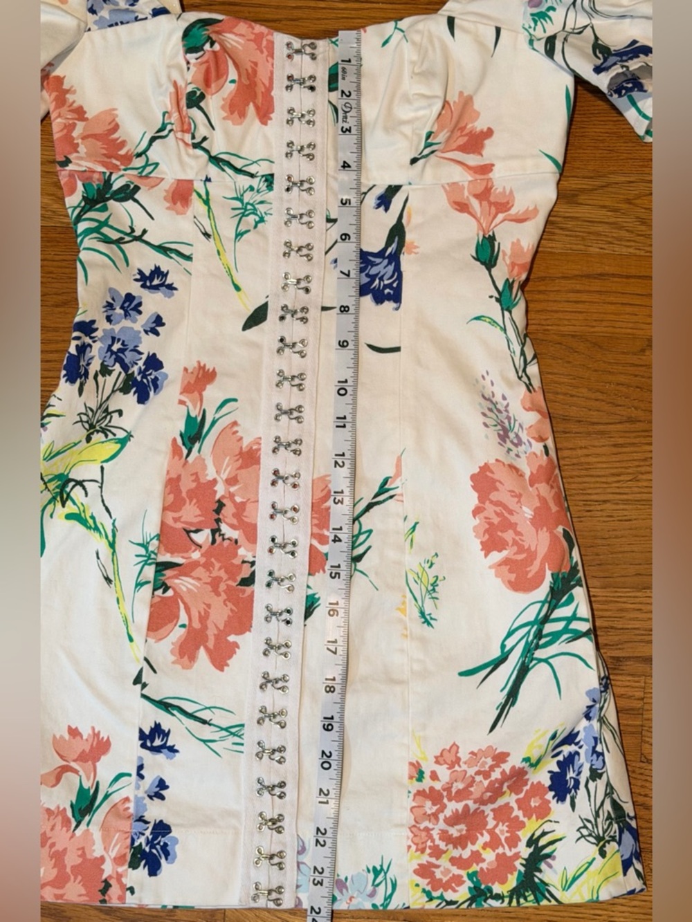 Urban Outfitters White Mini Dress with Coral & Blue Floral Print - Picture 8 of 9